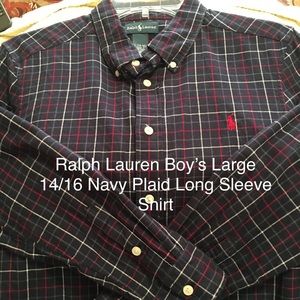 Ralph Lauren Boy’s Large Navy Plaid Shirt